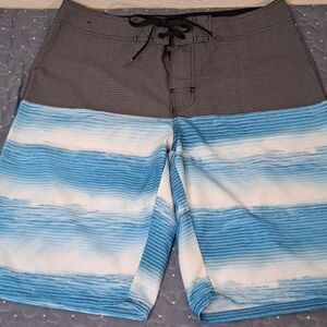 Men's Blue and Gray Board Shorts
